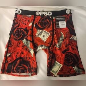 PSD Boxer Brief Red Black 100 Roses  Boxer Briefs NWT Mens Medium